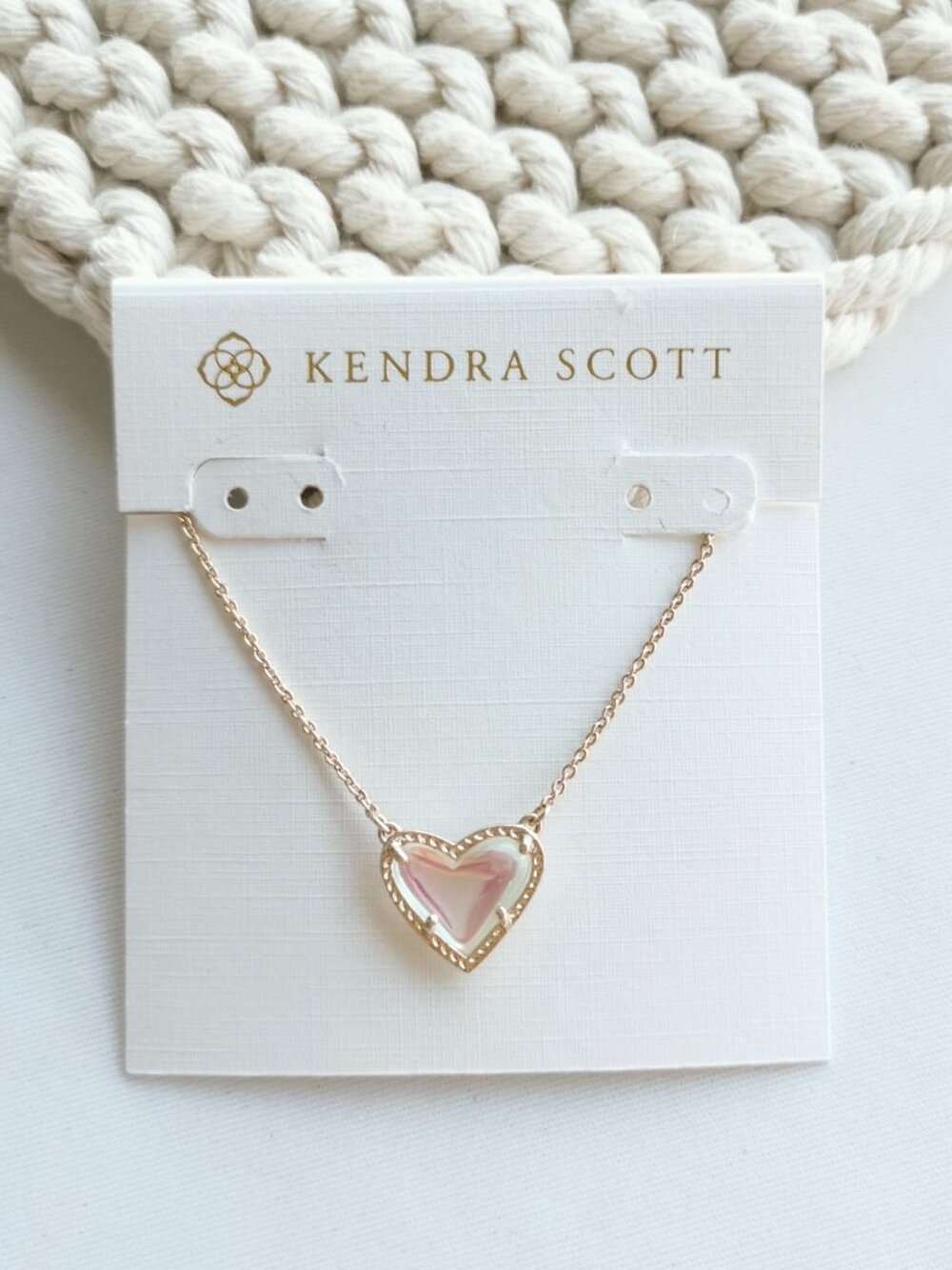 Kendra Scott Ari Heart Gold Dichroic Glass Necklace